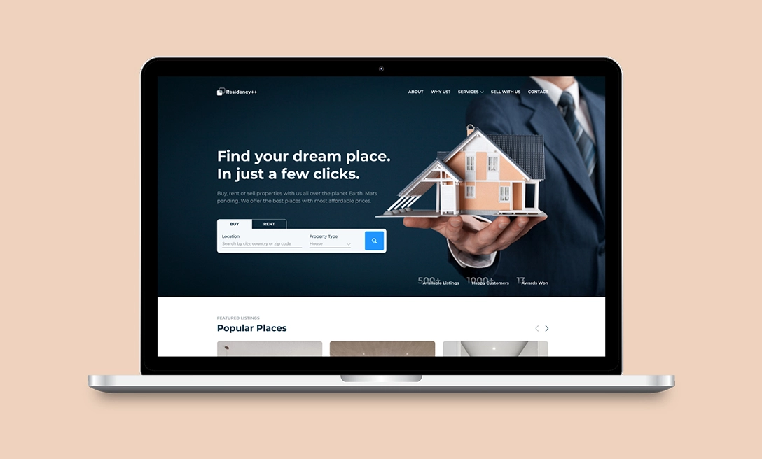 A picture of the real estate web design project