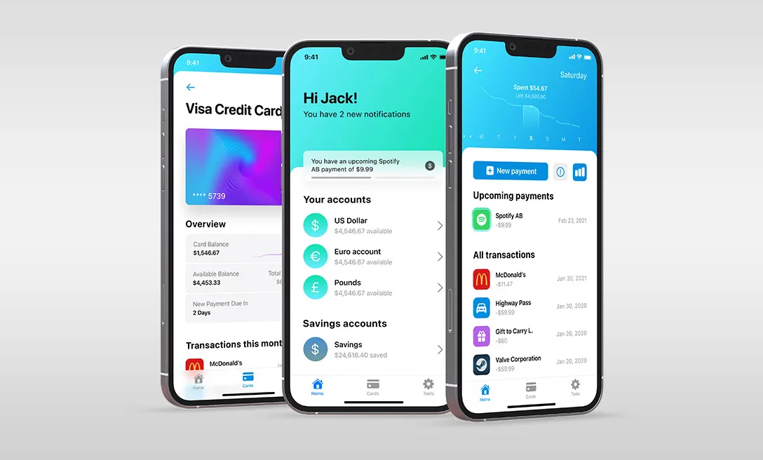 A picture of the banking app design project